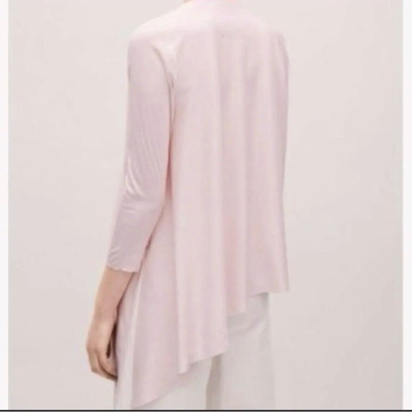 COS Asymmetrical Top S Blush Pink Tunic Blouse Shirt Minimalist Relaxed V-Neck - Picture 2 of 16